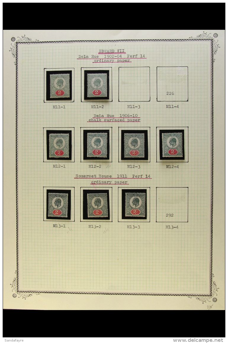 1902 - 1912 2D GREEN AND REDS SPECIALIZED SHADES COLLECTION. A Fresh, Lightly Hinged Mint Near- Complete... - Unclassified