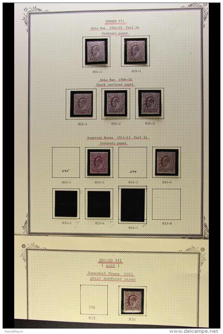 1902 - 1912 6D PURPLES SPECIALIZED SHADES GROUP. A Fresh, Lightly Hinged Mint Near- Complete Group Of Stamps... - Unclassified