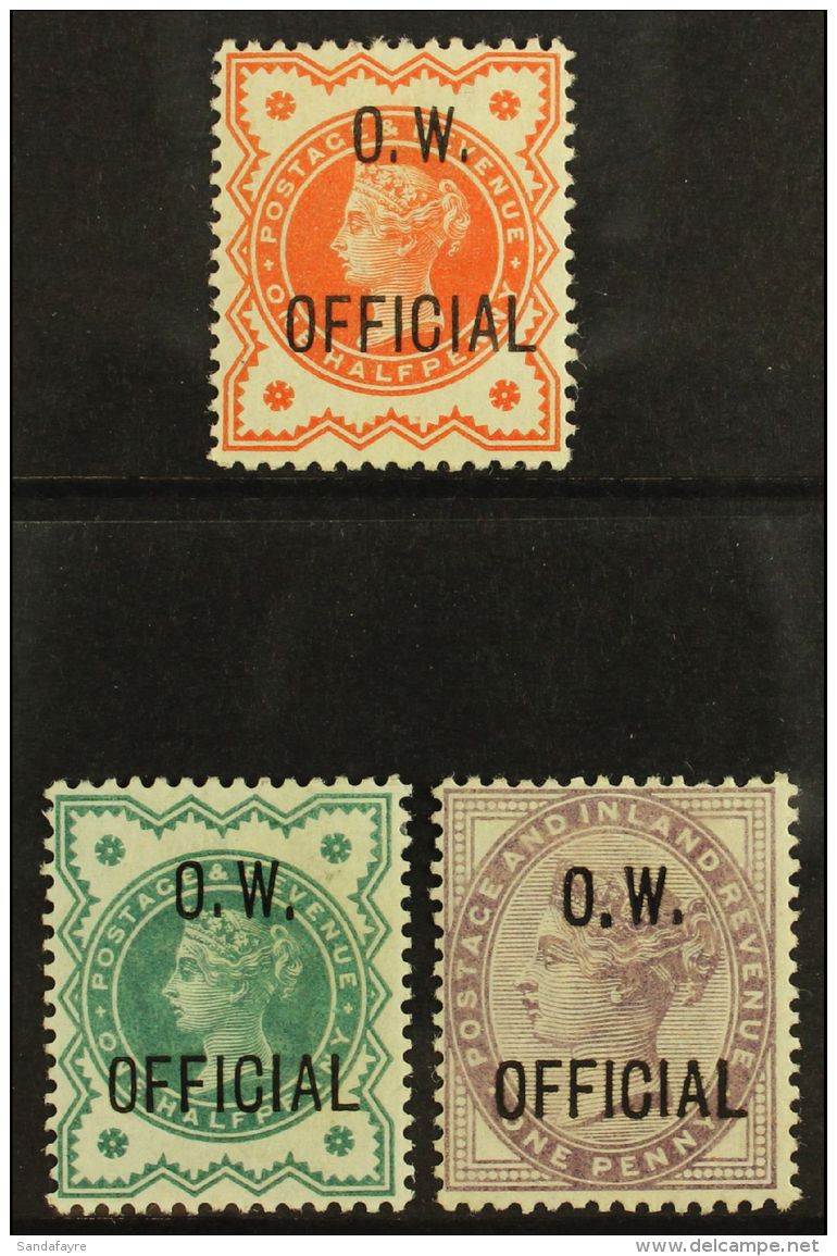 OFFICIALS "O.W. OFFICIAL" 1896-1902 &frac12;d Vermilion With Certificate, &frac12;d Blue-green With Certificate... - Other & Unclassified