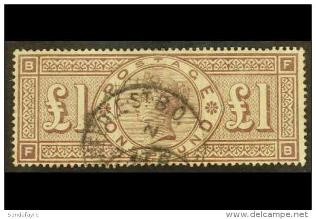 1884 &pound;1 Brown- Lilac Wmk Imperial Crowns, SG 185, Used With Attractive Cds Cancels, Good Colour &amp; Full... - Other & Unclassified