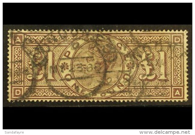 1884 &pound;1 Brown-lilac, SG 185, Used With Hooded Cds's, Tiny Thin Patch. Expertised Proschold BPP. For More... - Other & Unclassified