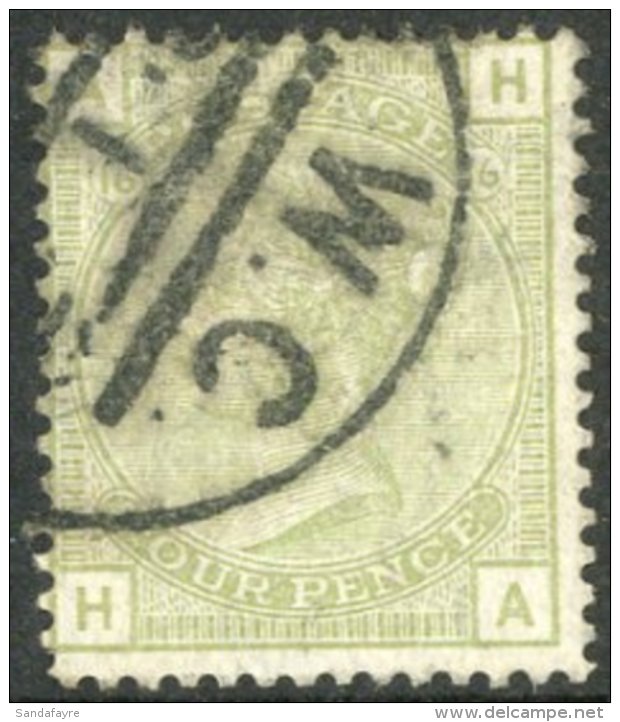 1873-80 4d Sage- Green Plate 16 With INVERTED LARGE GARTER WATERMARK, SG 153wi, Fine Used With Circular Corner... - Other & Unclassified