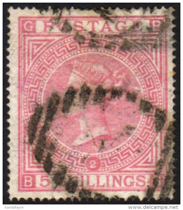 1867-83 5s Pale Rose, SG 127 Plate 2, A Used Example With Good Colour And Perfs (couple Of Toned Perf Tips), Neat... - Other & Unclassified