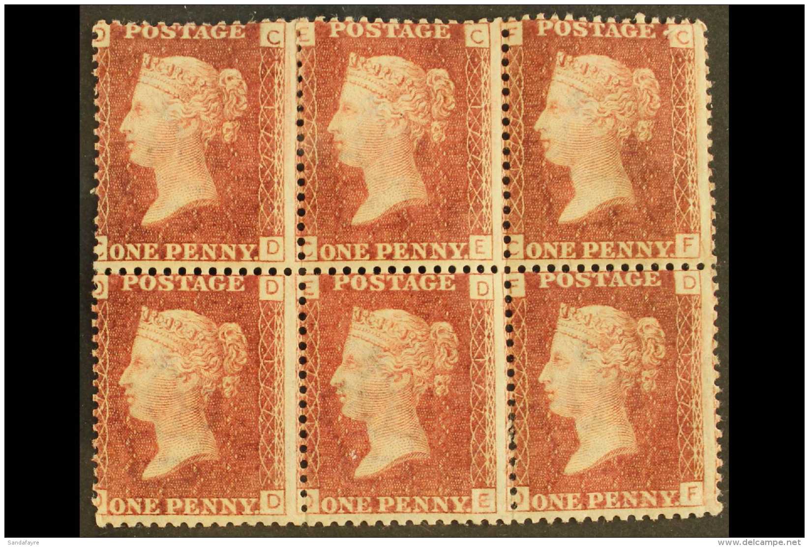 1858-79 1d Red Plate 177 BLOCK OF SIX (3 X 2) Never Hinged Mint, Some Gum Wrinkles. For More Images, Please Visit... - Other & Unclassified