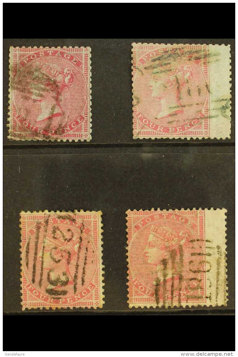 1855-56 SCARCE 4D's GROUP. The Small &amp; Medium Garter Watermark Group, SG 62, 63, 64 &amp; 65 Used With... - Other & Unclassified