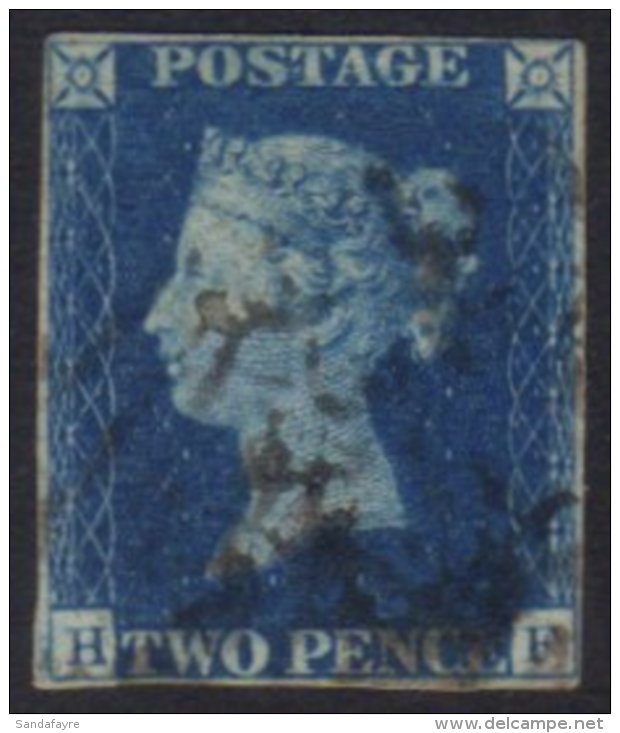 1840 2d Blue Plate 2 'H F', SG 5, Good Used, 4 Close But Clear Margins, Minor Corner Crease, Cat.&pound;1000. For... - Other & Unclassified