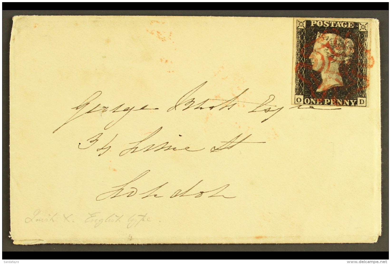 1840 (22 Aug) Small Env From Ireland To London Bearing A Beautiful 1d Black 'OD' From Plate IV With 4 Small To... - Unclassified