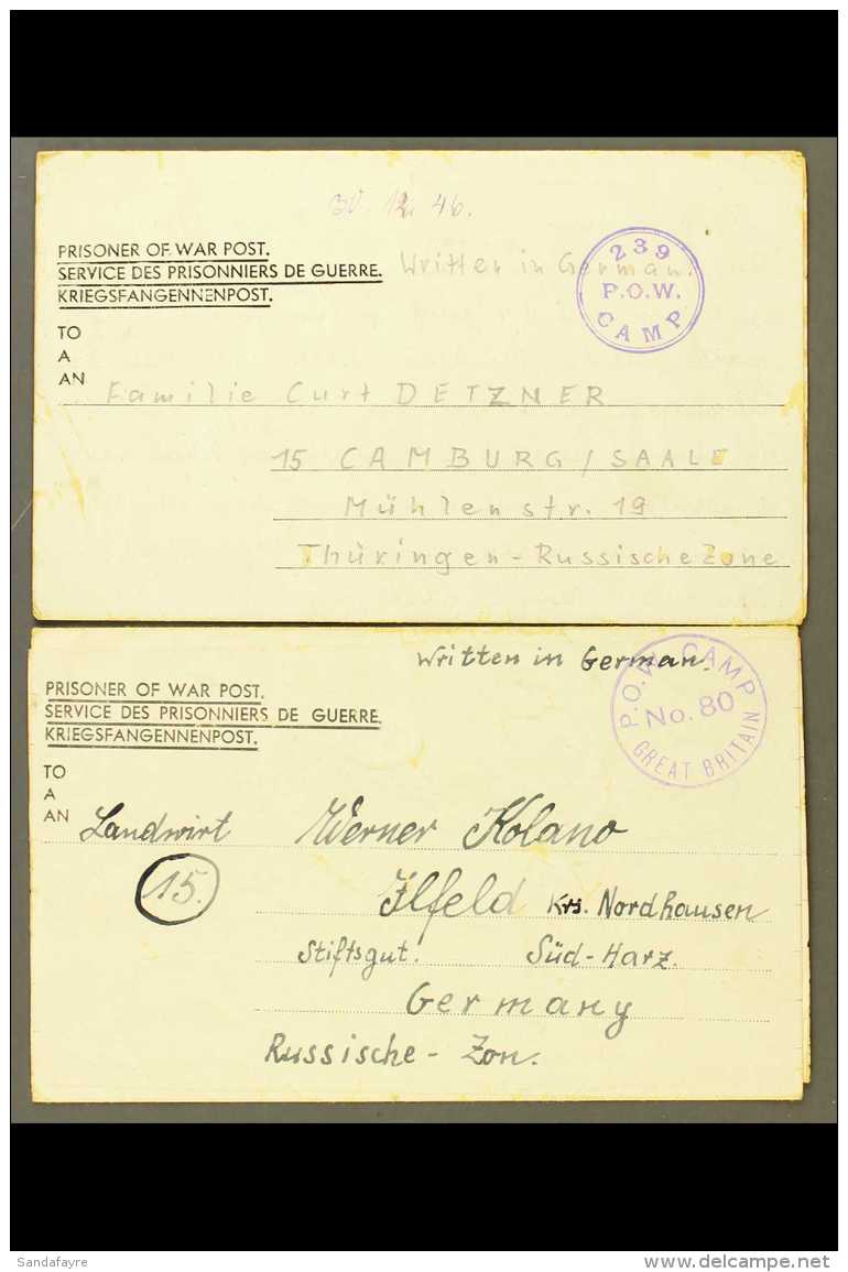 GERMAN P.O.W. CAMPS IN ENGLAND 1946 Two Printed P.O.W. Letter Sheets Written By Prisoners At Horbling Camp,... - Other & Unclassified