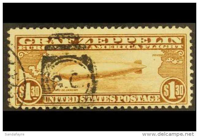 1930 AIR $1.30 Brown Graf Zeppelin (SG A688, Sc C14), Fine Lightly Used. For More Images, Please Visit... - Other & Unclassified