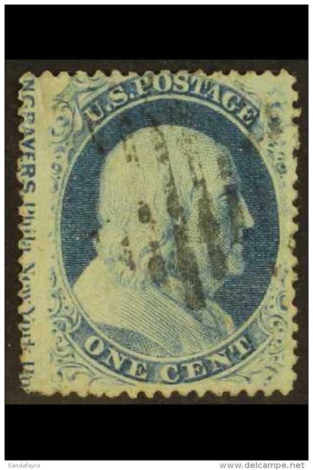 1857-61 1c Blue (SG 26, Sc 24) Very Finely Used With "NGRAVERS.Phila.New York Bo" Inscription At Left. Very... - Other & Unclassified