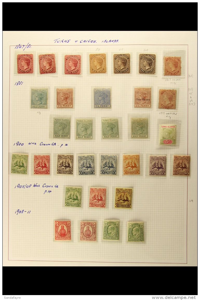 QV TO KGVI ATTRACTIVE MINT COLLECTION In Hingeless Mounts On Album Leaves. Note 1867 1d No Wmk And 1873 1d Wmk... - Turks And Caicos