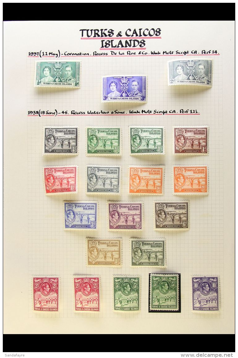 1937-1950 COMPLETE VERY FINE MINT COLLECTION On Leaves, All Different, Inc 1938-45 Set With All Listed Shades Inc... - Turks And Caicos