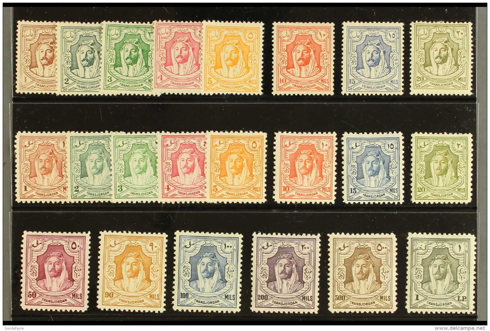 1942-1946 Very Fine Mint Complete Run Comprising 1942 And 1943-46 Emir Abdullah Sets, SG 222/43. (22 Stamps) For... - Jordan