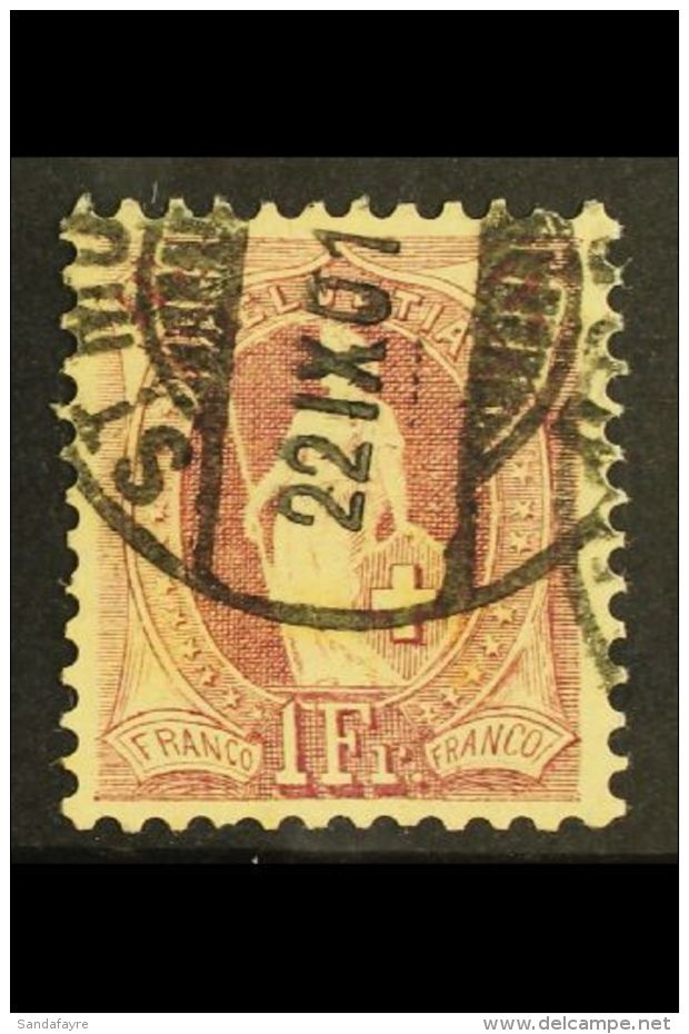 1882-1903 1f Claret, Perf.11&frac12;x12, Impressed Watermark, Zumstein 71E, SG 160, Very Fine Used. For More... - Other & Unclassified