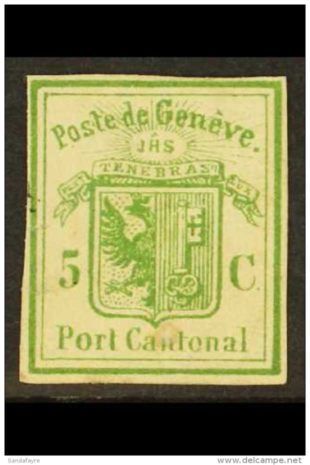 1849 GENEVA 5c Yellow-green On White Paper Envelope Stamp (Michel GAA1, SG G6), Unused No Gum As Issued, Four... - Other & Unclassified