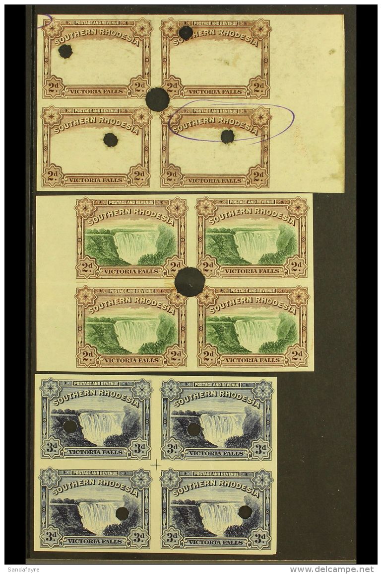 1935-41 2d &amp; 3d Inscribed "Postage &amp; Revenue" In IMPERFORATE BLOCKS OF 4 From The Printer's Archives,... - Southern Rhodesia (...-1964)