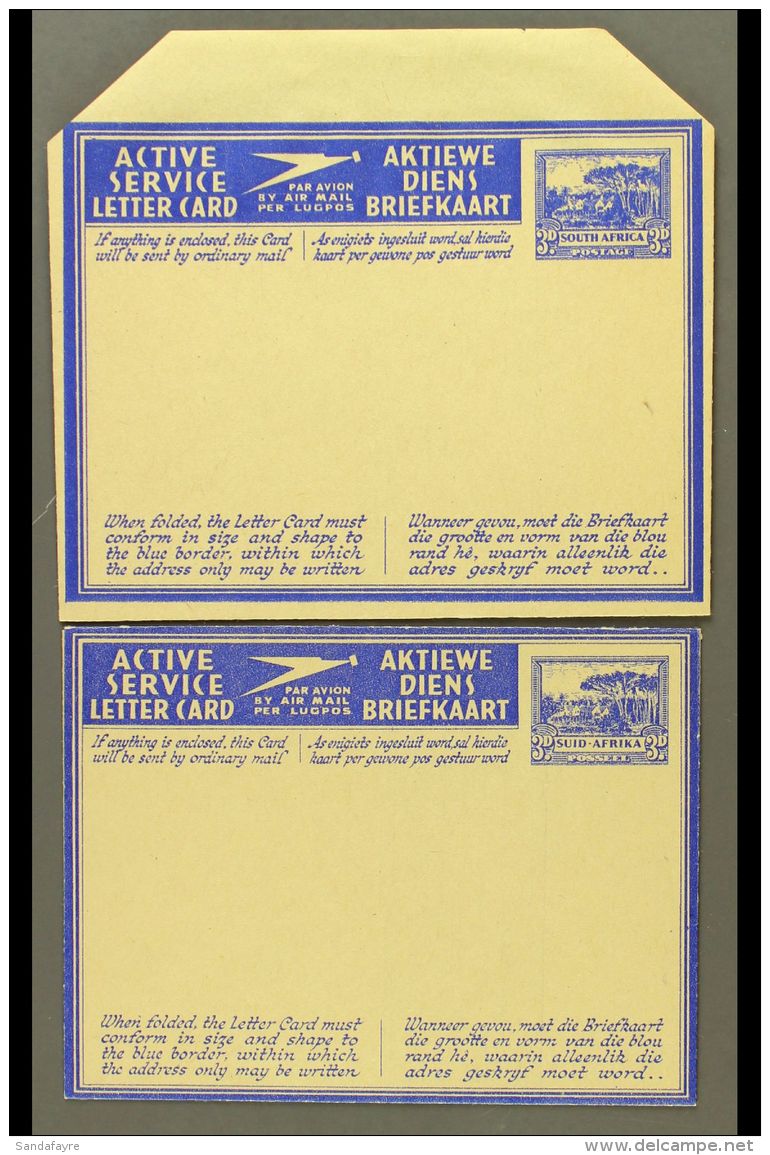 AEROGRAMME 1943 3d Ultramarine On Buff With Steeply Bevelled Edges To Side Panels, Both Afrikaans &amp; English... - Unclassified