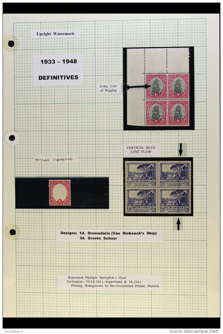 1933-48 DEFINITIVE VARIETIES Collection On Leaves, Chiefly Pairs/blocks, Mostly Mint (many Items Never Hinged)... - Unclassified