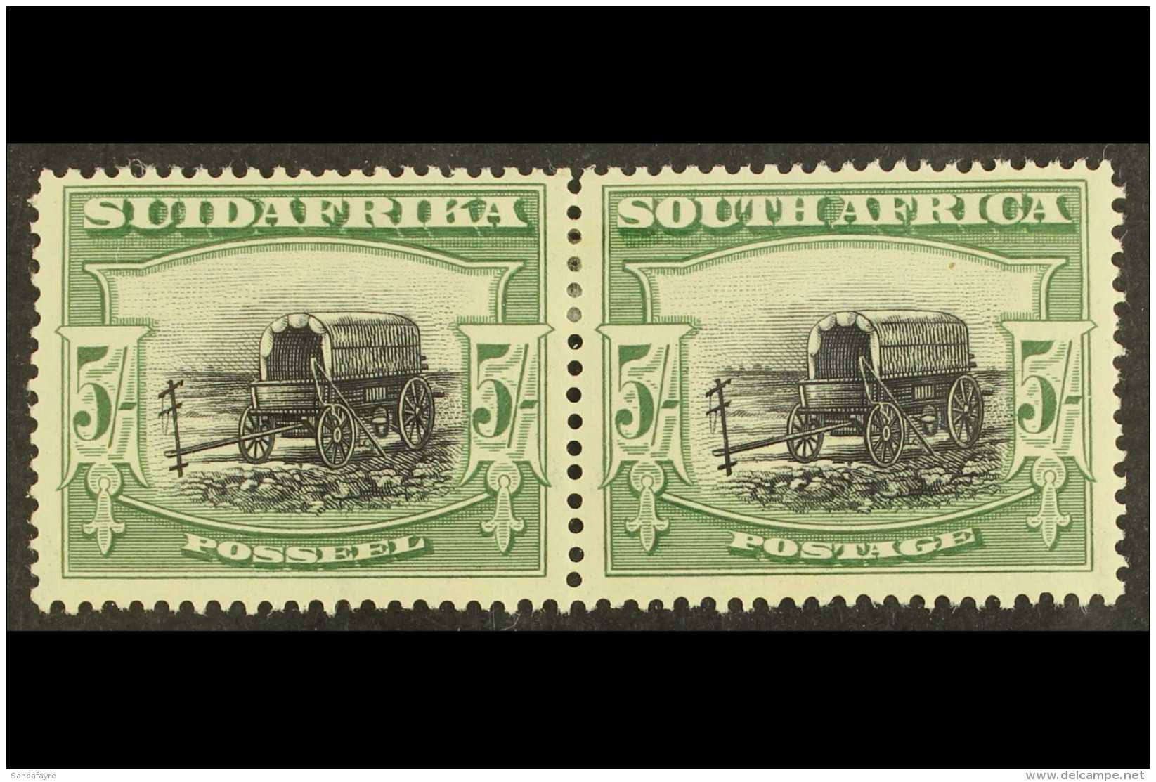 1927-30 5s Black And Green, Perf 14x13&frac12;, SG 38a, Horizontal Pair Very Fine Mint. For More Images, Please... - Unclassified