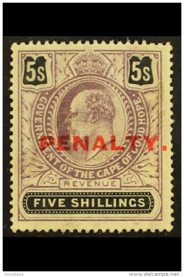 CAPE OF GOOD HOPE REVENUE - 1911 5s Purple &amp; Black, Ovptd "PENALTY" Barefoot 7, Never Hinged Mint. For More... - Unclassified