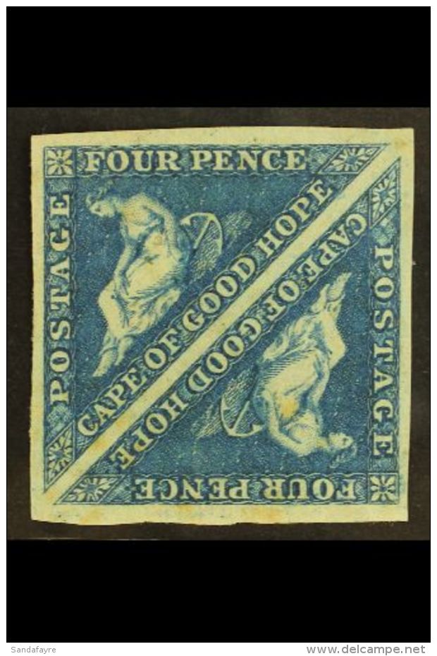 CAPE OF GOOD HOPE 1855-63 4d Blue, SG 6a, MINT PAIR With 4 Large Margins &amp; Large Part OG. Some Small Mild Tone... - Unclassified