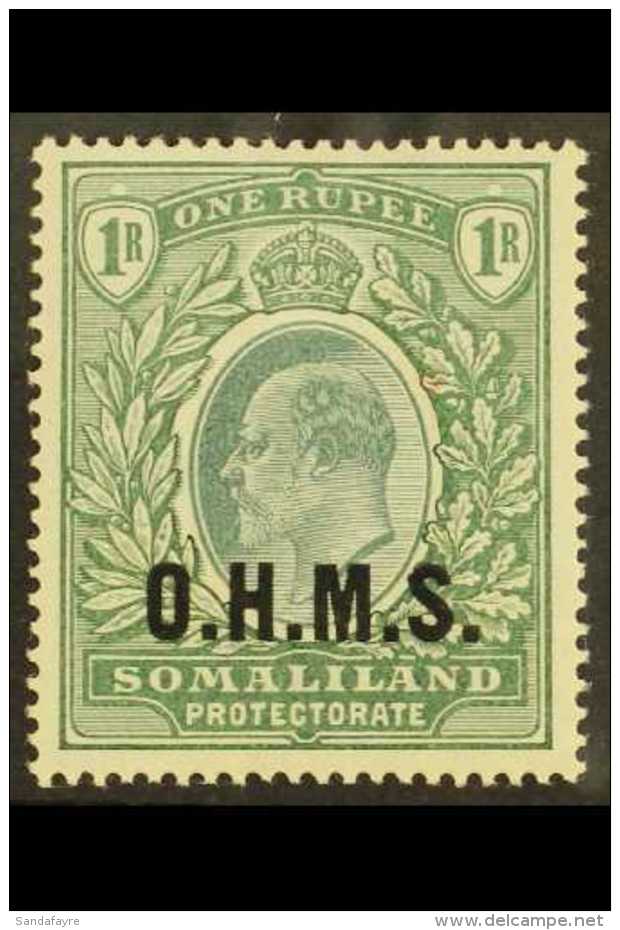 OFFICIAL 1904-05 "O.H.M.S." Overprinted KEVII 1R Green, SG O15, Very Fine Lightly Hinged Mint. For More Images,... - Somaliland (Protectorate ...-1959)