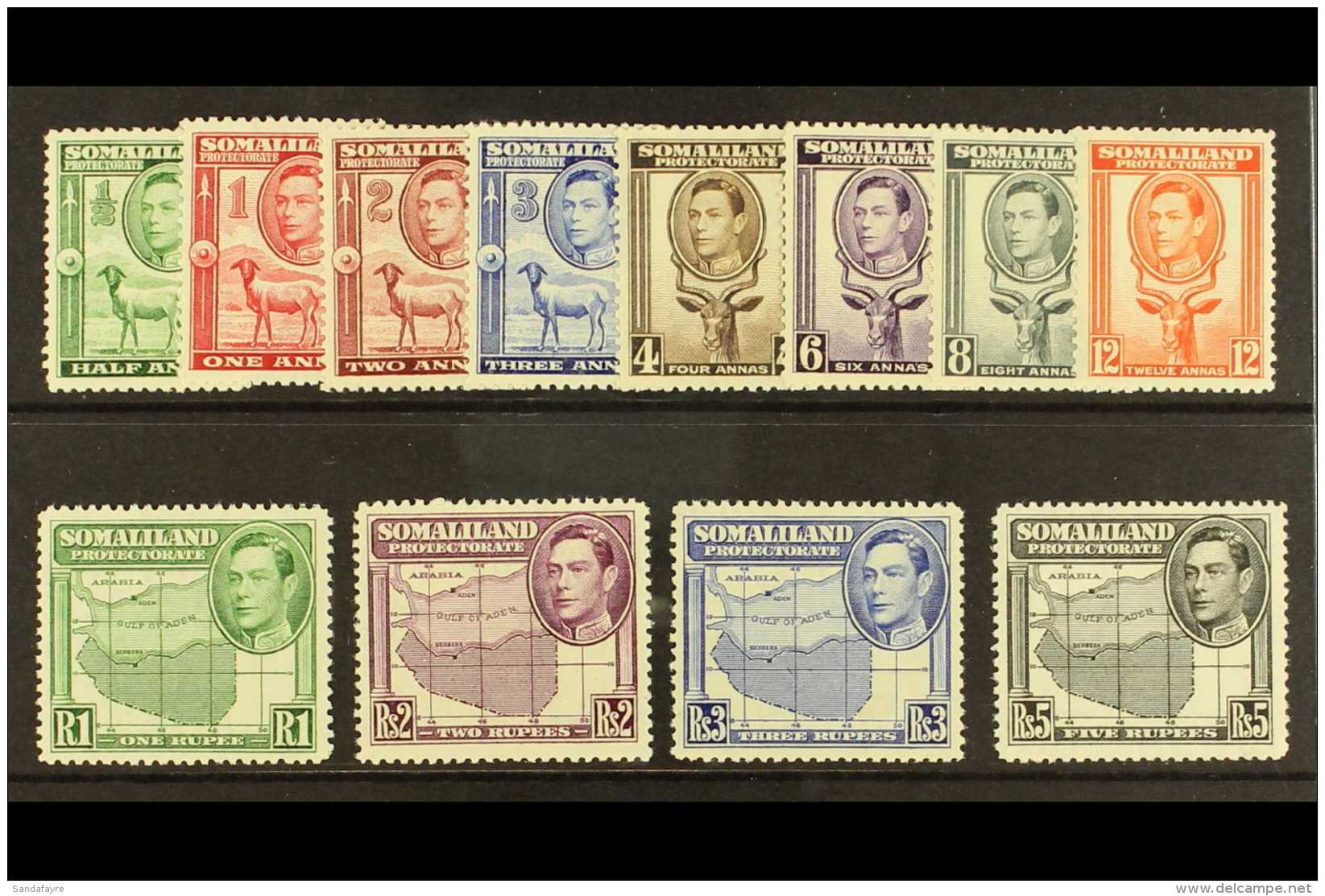 1938 Complete "Portrait To Left" Definitive Set, SG 93/104, Never Hinged Mint. (12 Stamps) For More Images, Please... - Somaliland (Protectorate ...-1959)