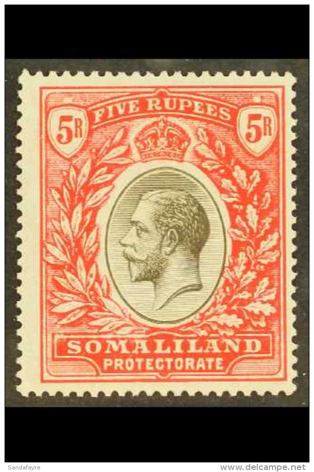 1912-19 5r Black And Scarlet, Watermark Multi Crown CA, SG 72, Very Fine Mint. For More Images, Please Visit... - Somaliland (Protectorate ...-1959)