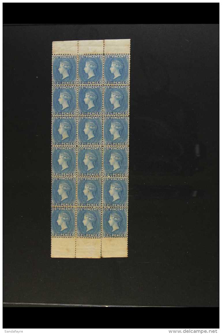 1897 2&frac12;d Blue, SG 61, Mint BLOCK OF EIGHTEEN (3 X 6) With Margins At Top And Bottom, Most Stamps Never... - St.Vincent (...-1979)