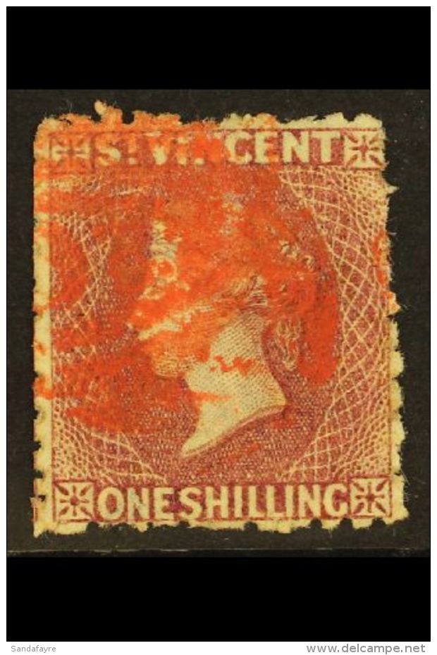 1872 1s Deep Rose-red, Wmk Small Star, Perf.11-12&frac12;, SG 17,  Good To Fine Used With Red Cancel. For More... - St.Vincent (...-1979)