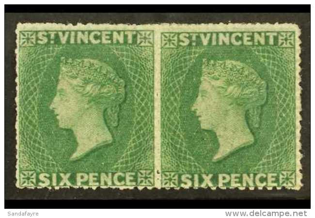 1862 (no Wmk) 6d Deep Green, Rough Perf 14 To 16, Fine Mint HORIZ PAIR. For More Images, Please Visit... - St.Vincent (...-1979)