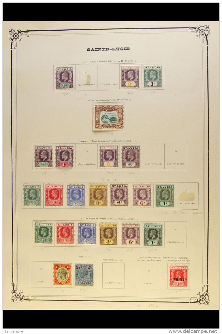 1883-1935 OLD TIME MINT COLLECTION Presented On Printed Pages. Includes QV Range To 6d, KEVII To 1s X2 Different,... - St.Lucia (...-1978)