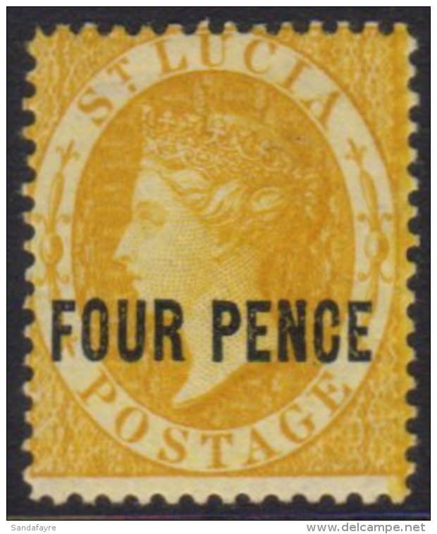 1882-84 (wmk CA) 4d Yellow Perf 14, SG 27, Very Fine Mint. For More Images, Please Visit... - St.Lucia (...-1978)