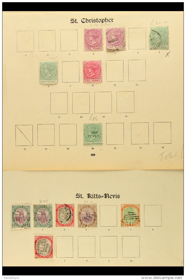 1862-1938 COLLECTION On Pages, Mint &amp; Used Stamps, Inc St Christopher 1870-79 1d Unused, St Kitts-Nevis... - St.Kitts And Nevis ( 1983-...)