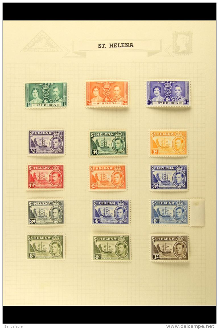 1935-1970 VERY FINE MINT All Different Collection On Album Pages. Note 1935 Jubilee Set; KGVI Definitive Set To 1s... - Saint Helena Island
