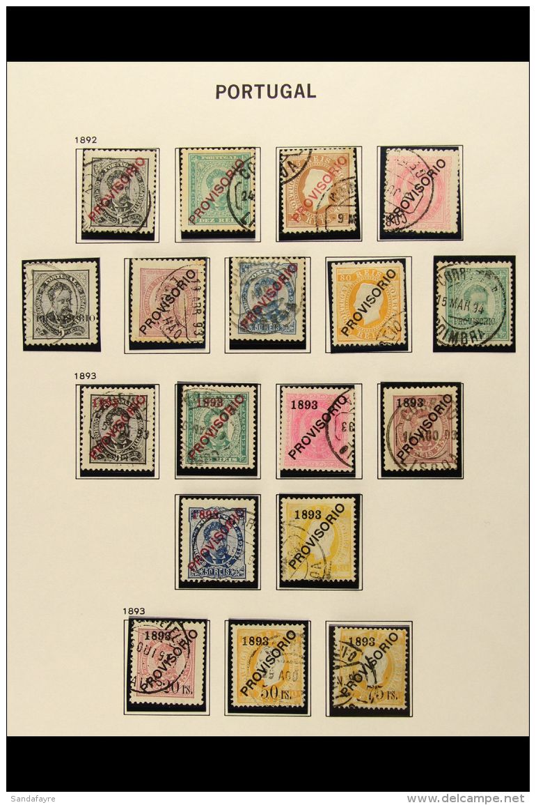 1892-1893 "PROVISORIO" OVERPRINTS. COMPLETE USED COLLECTION On A Hingeless Page, All Different, Comprising 1892,... - Other & Unclassified