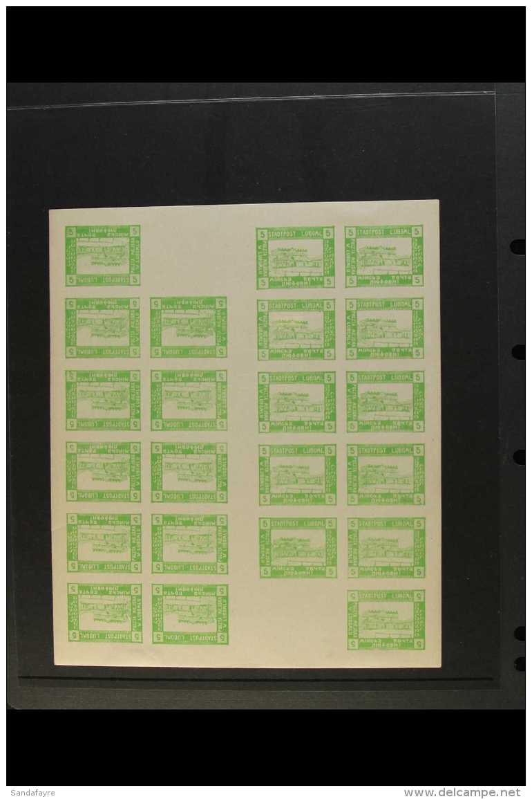 LUBOML LOCAL POST 1918 5h Green Synagogue COMPLETE IMPERF SHEET Of 22 Stamps And Two Blank Labels (Barefoot 1PS,... - Other & Unclassified