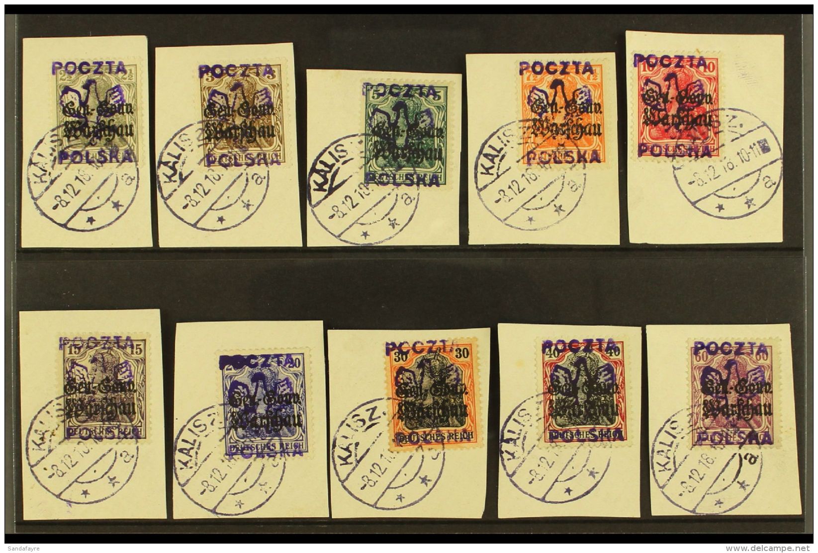 LOCALS - KALISZ 1918 USED SELECTION On A Stock Card With An All Different Reprinted Overprint Range Of Values To... - Other & Unclassified