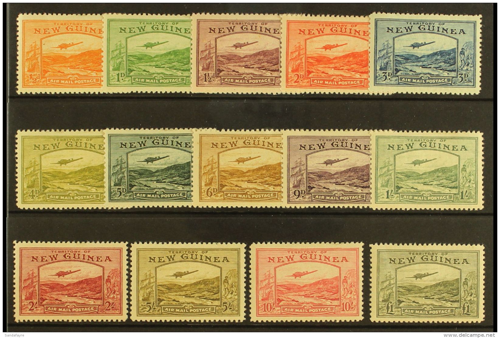1939 AIRMAILS Bulolo Goldfields Set Inscribed "AIRMAIL POSTAGE," SG 212/25, Mint (14). For More Images, Please... - Papua New Guinea