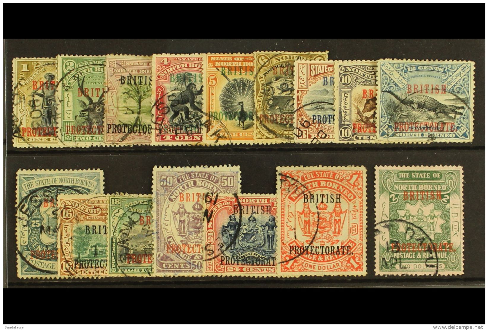 1901-05 "BRITISH PROTECTORATE" Set Complete To $2, SG 127/43, Very Fine Used (16 Stamps) For More Images, Please... - North Borneo (...-1963)