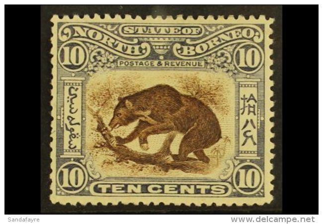 1897 10c Brown And Slate Lilac "Sun Bear, SG 104, Very Fine And Fresh Mint. For More Images, Please Visit... - North Borneo (...-1963)