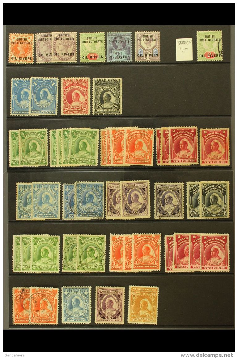 1892-1897 SELECTION On Stock Cards, Mint &amp; Used, Inc 1892-94 "Oil Rivers" Opts Mint Set To 5d, Plus 2d Used... - Other & Unclassified