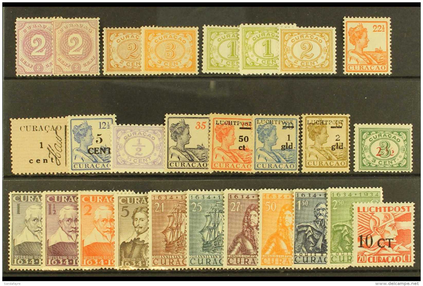 CURACAO 1889-1934 MINT SELECTION On A Stock Card With Ranges To 2g50. Generally Good To Fine Condition (25+... - Other & Unclassified