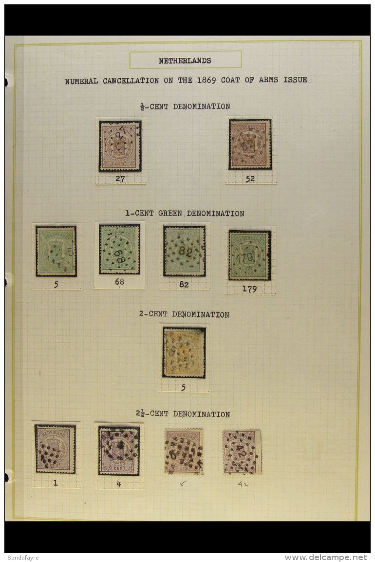 POSTMARKS - NUMERAL CANCELS Collection On 1867-71 William III Stamps (range To 50c X 2) And 1869 Arms Stamps... - Other & Unclassified