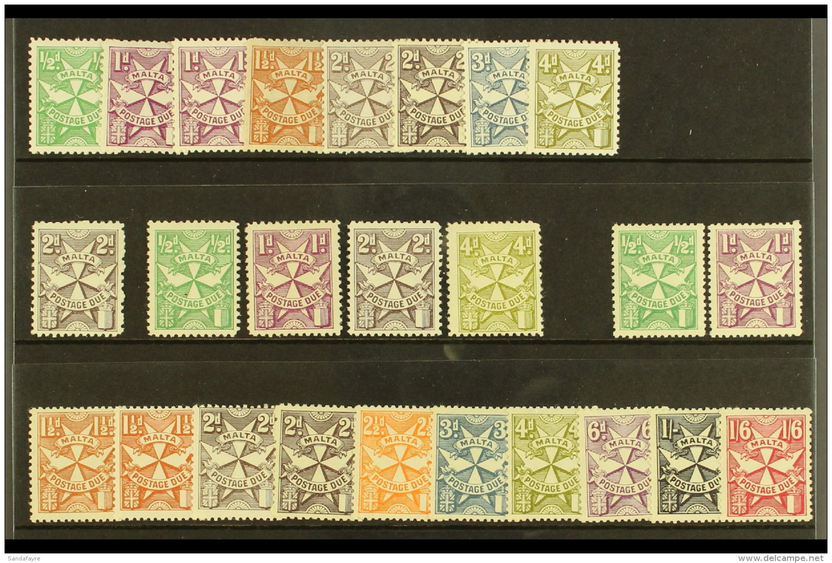 POSTAGE DUES 1953-70 COMPLETE MINT Collection With All Listed Shades, SG D21/41, Lovely Condition &amp; Mostly... - Malta (...-1964)