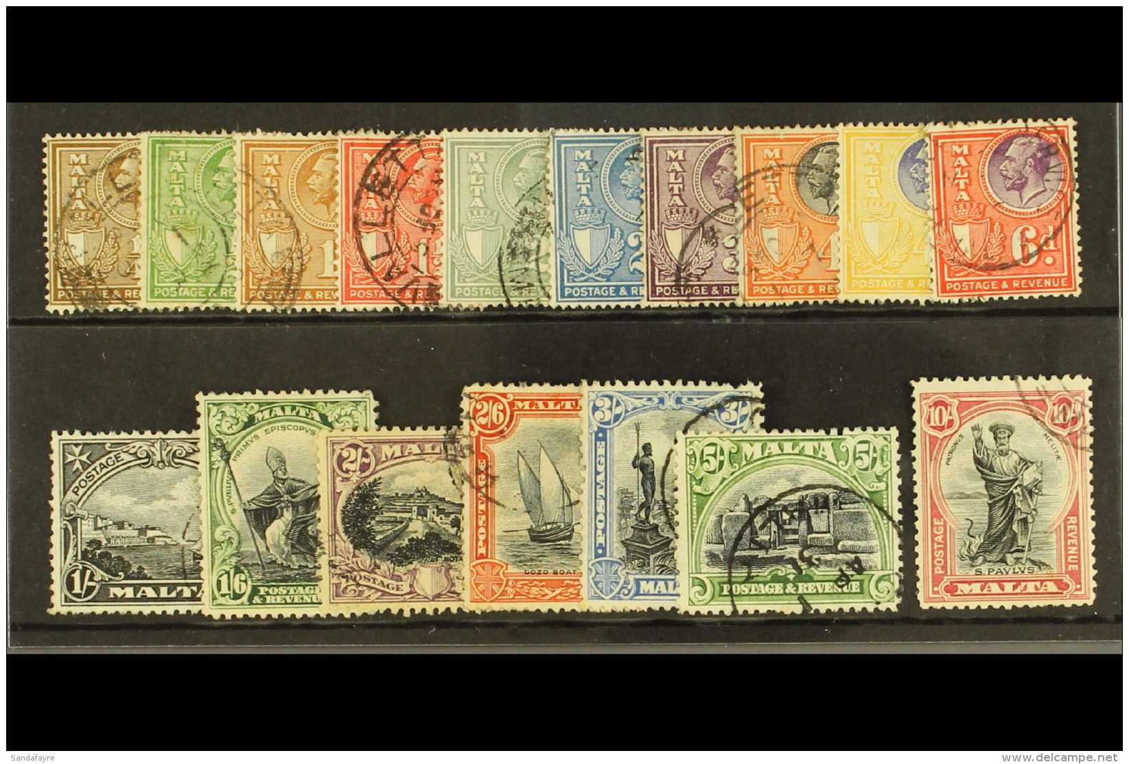 1930 St Paul Set Inscribed "Postage/Revenue", SG 193/209 Complete, Fine To Very Fine Used. (17 Stamps) For More... - Malta (...-1964)