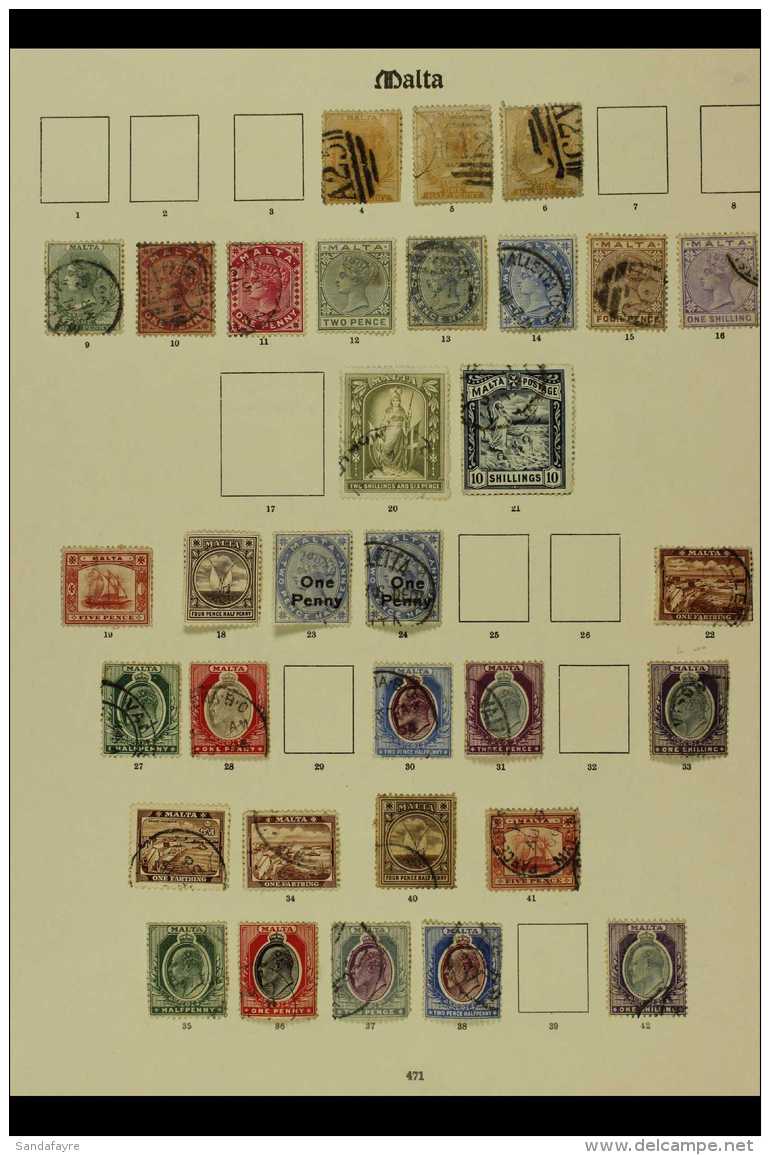 1863-1935 USED COLLECTION Presented On Dedicated Album Pages. Inc QV Values To 10s, KEVII To Various 1s, KGV... - Malta (...-1964)