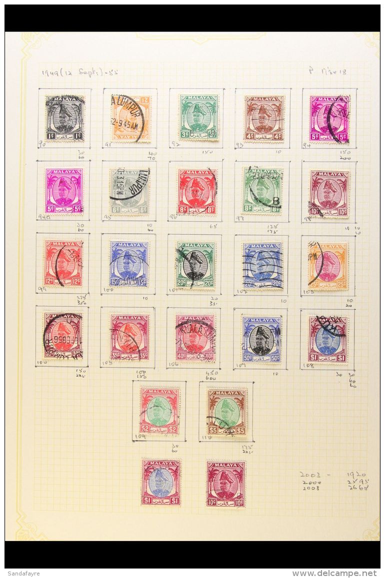 SELANGOR 1935-1971 USED COLLECTION On Album Pages. Includes 1935-41 Mosque &amp; Sultan Range With Most Values To... - Other & Unclassified