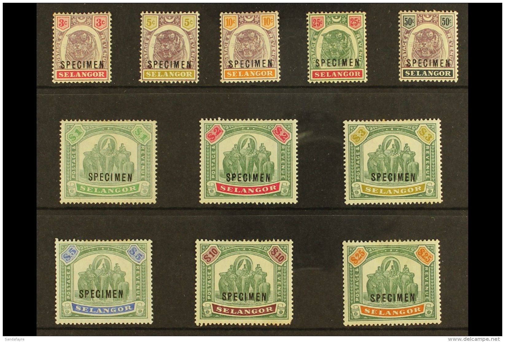 SELANGOR 1895-99 Set To $25 Complete, Overprinted "Specimen", SG 54s/64s, Very Fine Mint. (11 Stamps) For More... - Other & Unclassified