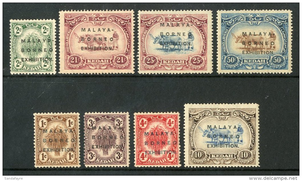 KEDAH 1922 Borneo Exhibition (14mm Opt) MCA Set, SG 41/48, 21c With Oval 'O' Variety, Fine Mint (8 Stamps) For... - Other & Unclassified
